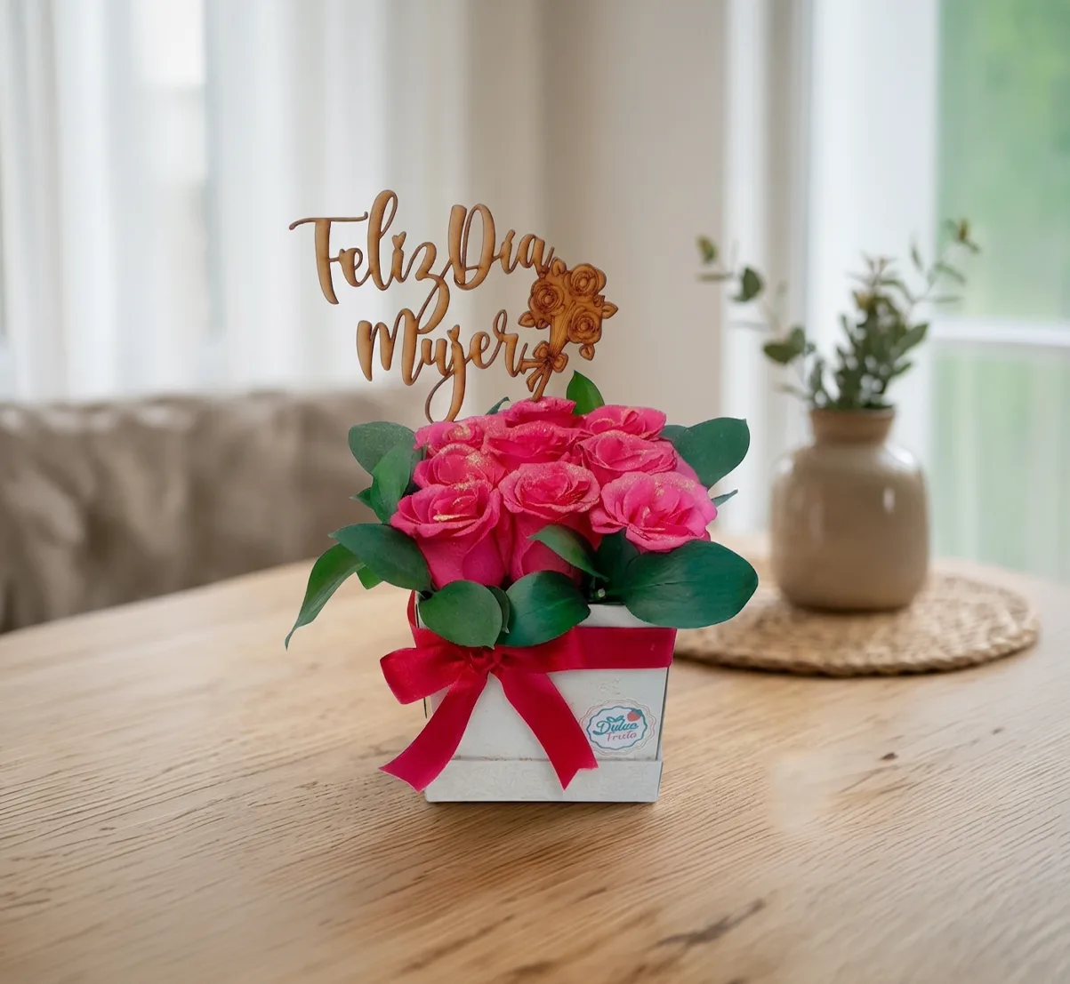 Caja feliz día mujer fucsia